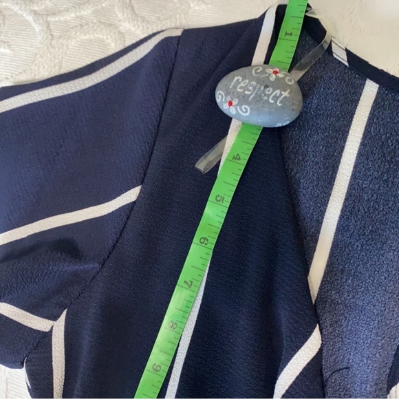 Crystal Bay Jumpsuit Short Sleeve Navy Blue & White Striped Size 7 - Picture 11 of 13